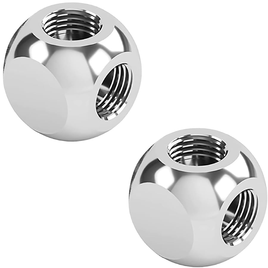 Image of dracaena.io 2 pack G1 /4 inch thread, 5-way ball fitting extender or connector for the computer water cooling system, durable brass /copper material, Silver