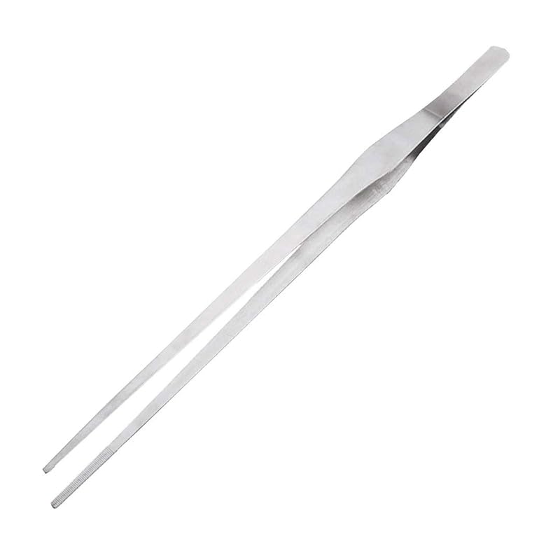 Pinça Comfecto extra longa de aço inoxidável com ponta reta serrilhada, 38,1 cm