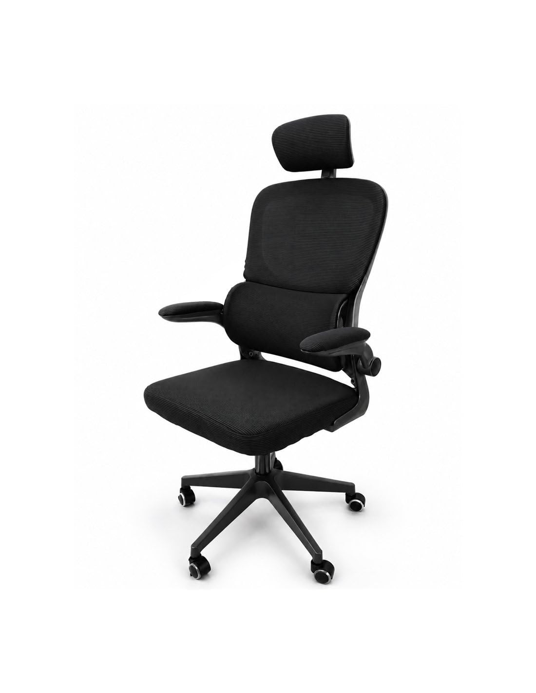 Jardin202 - Silla ErgoPro Oficina, Estudio, Ergonómica con Ruedas, Reclinable, Reposacabezas y Reposabrazos Ajustables, Soporte Lumbar | (Negra)
