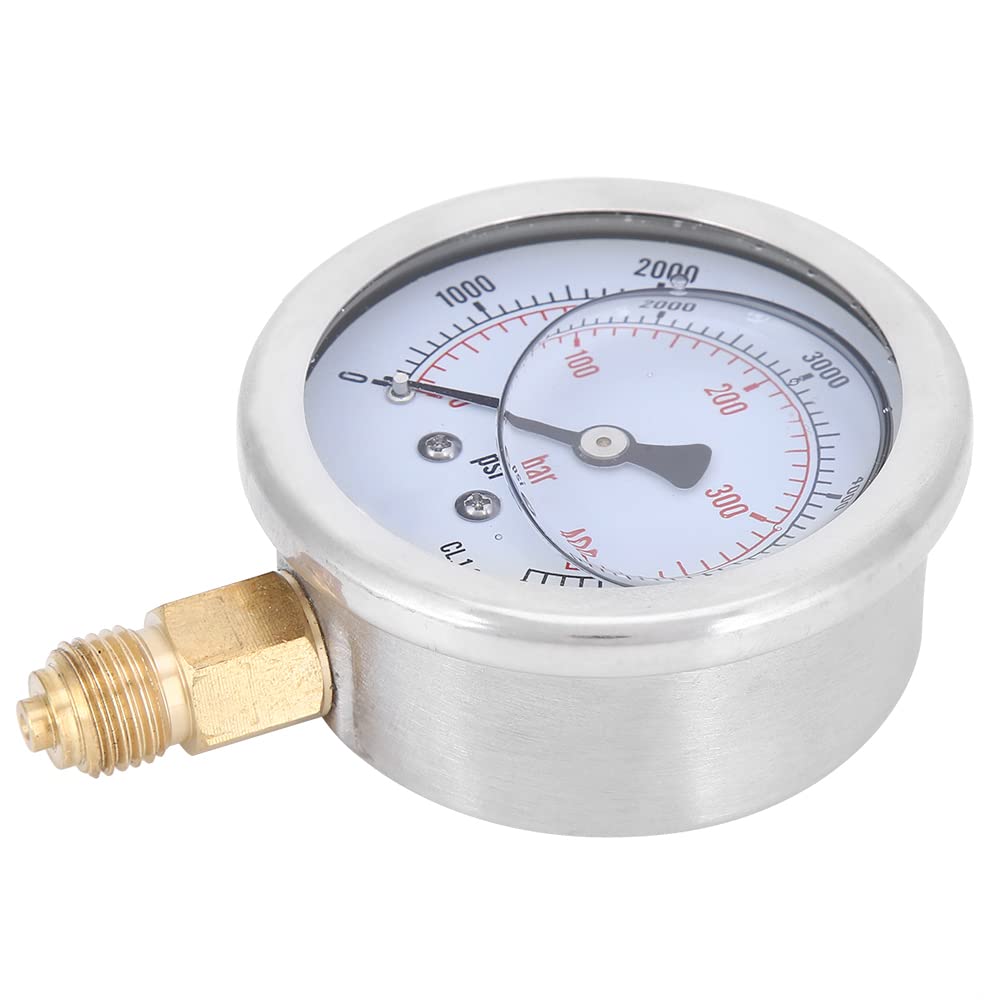 Manometro 1/4BSP 0-6000psi, misuratore di Pressione Radiale Professionale Riempito d'olio, per macchinari, Petrolio, Industria Chimica, ECC.
