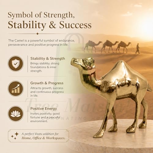 Image of Brass Camel Plain Statue | Weight - 710 G Approx | 6 Inch Approx | Vastu Brass Showpiece for Home| Camel Statue for Vastu | (Zonal Placement-W,WNW)