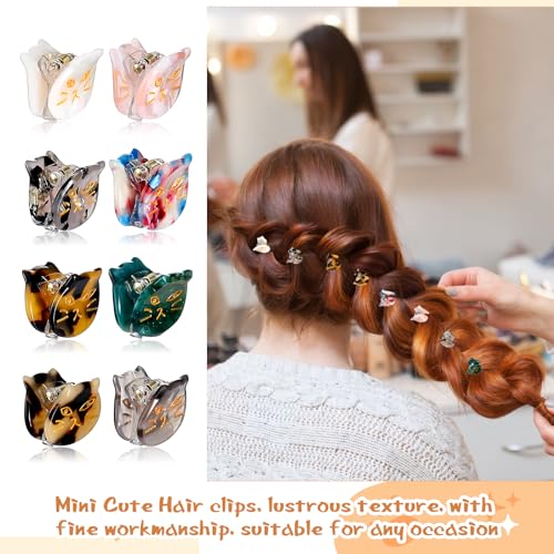 Pinzas pequeñas para cabello gato Crowye 8 piezas miniatura 4