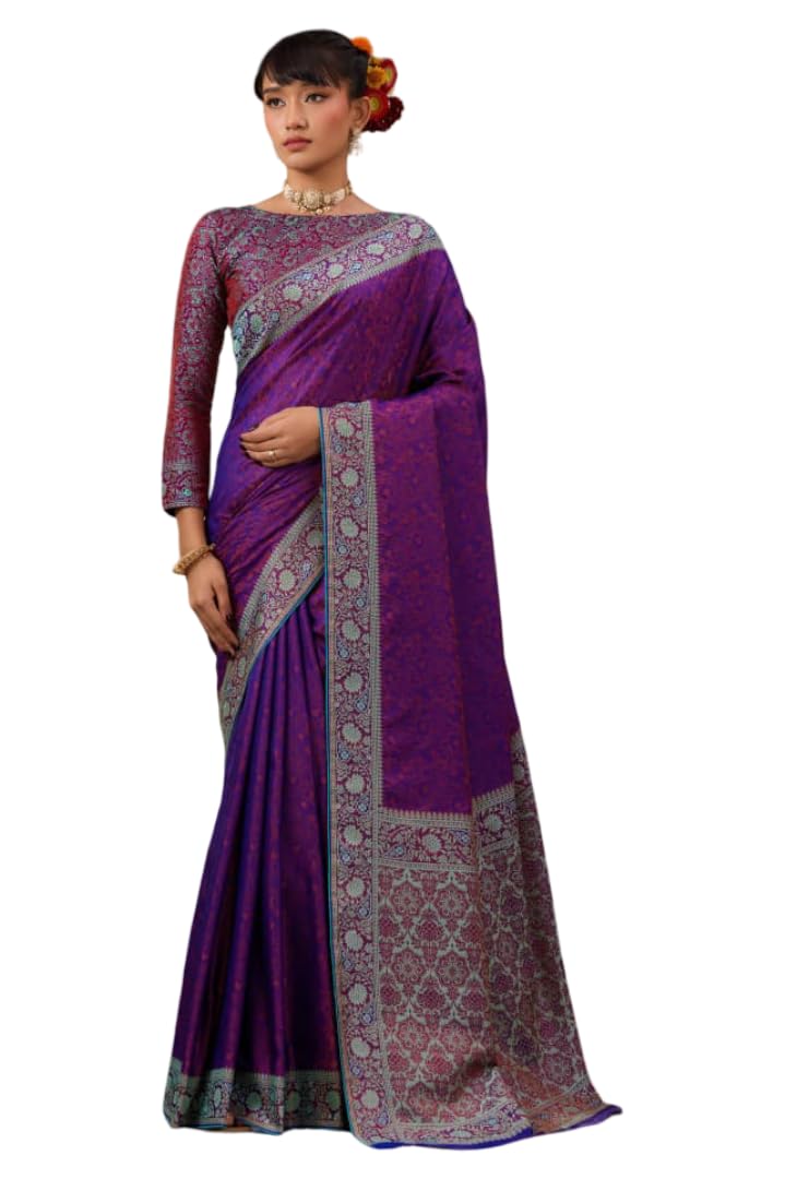 DC ELEMENTS Indian Traditional Silk Saree for Women Ethnic Designer Wedding & Festive Wear Sari Bollywood Inspired Saree (002)