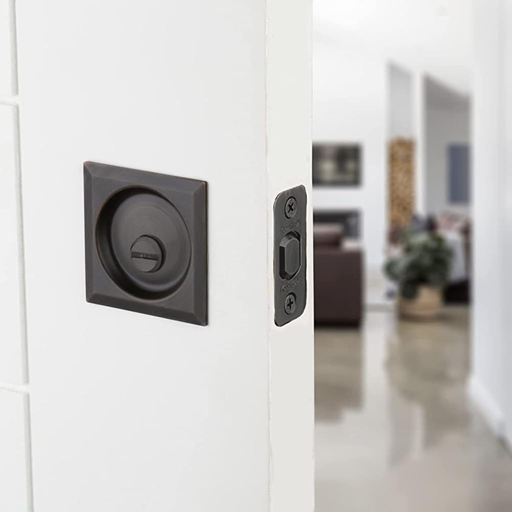 Pffiocix Contemporary Privacy Pocket Door Lock - Reversible Pocket Door Hardware Easy Installation