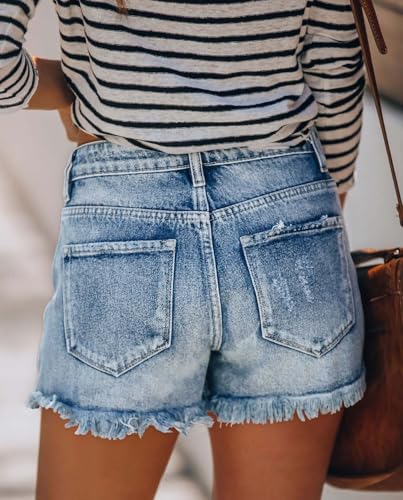 Image of CHICZONE Womens Mid-High Waisted Stretchy Denim Jean Shorts