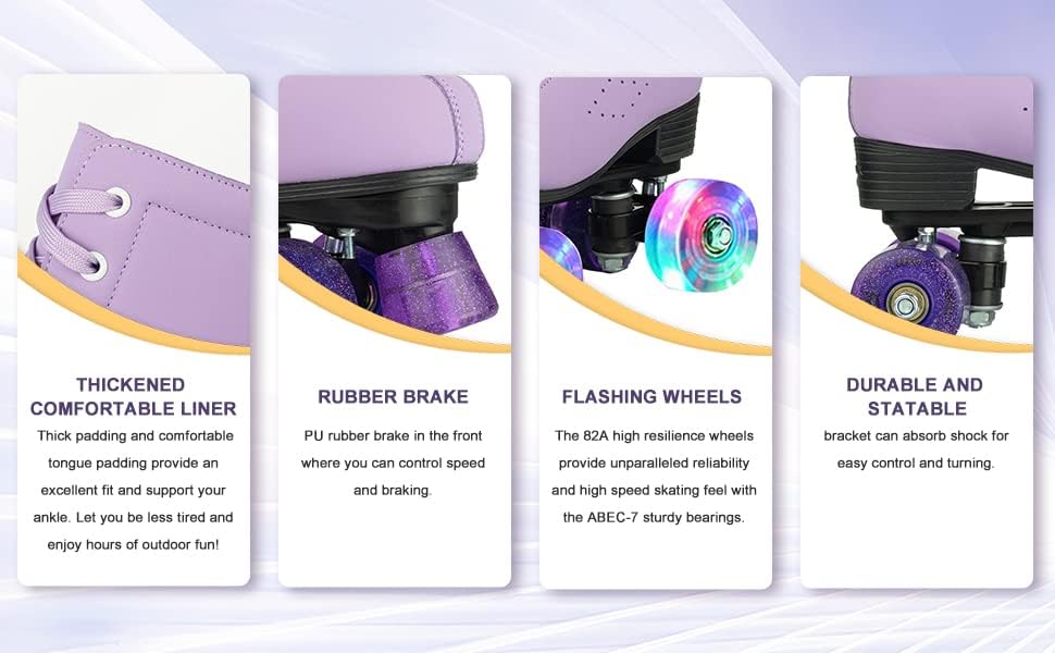 Miniatura 7 de XUDREZ - Patines de ruedas de piel sintética de doble fila para mujer