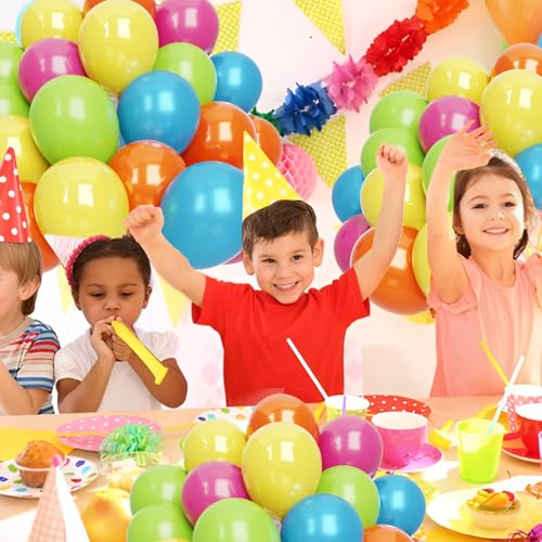 Image of Tropical Balloon 50 Pcs Yellow and Green balloons 12 inch Pink and Orange Summer Balloons for Party Decorations, Wedding Backdrop, Birthday, Baby Shower, Pool