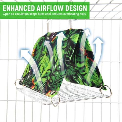 Image of Qpets Hanging Bird Hammock, Soft Bird Nest with Removable Metal Tray, Birds Nest House Shed Hut Parrot House Cozy Resting Hut for Parakeet, Cockatiel, Lovebird & Small Pets (28X18X15cm)
