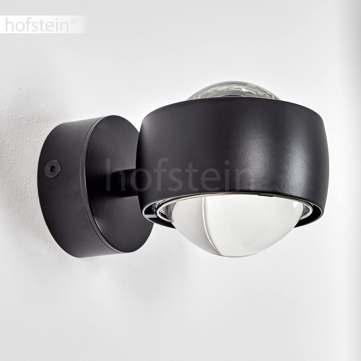 Wandleuchte Sapri, moderner Wandstrahler aus Metall in Schwarz und klaren Glas, 1-flammige Wandlampe mit Up & Down Lichteffekt, 1 x G9, ohne Leuchtmittel