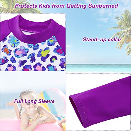 Image of TUONROAD Girls 2 Pieces Rash Guard Swimsuit Long Sleeve Tankini for 4-10 Years