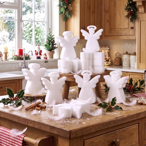 Image of Tioncy 12 Pack White Angel Christmas Kitchen Sponges Bulk | Christmas Angel Dual Sided Scrubber Sponges, Dishwashing Kitchen Cleaning Accessories for Household Supplies
