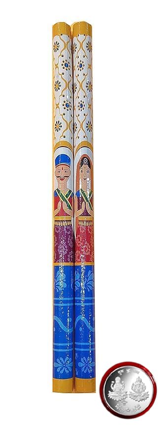 Anshri Raja Rani Dandiya (Pack of 2) 4 Sticks Multicolor Wooden Multicolor Dandiya Garba Sticks for Adult Navratri Celebration Multidesign Dance Garba Sticks (B0CJ932GP7) Amazon Price History, Amazon Price Tracker