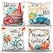 Housse Coussin 45X45 Housse De Coussin Citrouille Coussin Bleu Taie D Oreiller Feuille Coussin Deco Coussin Halloween Coussin Automne Housse Coussin Lin Automne Récolte Housse Oreiller Fleur Canapé