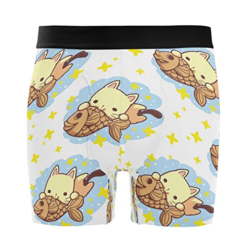 Calzoncillos bóxer para hombre Vnurnrn con estampado de gato y pez pack de 2 de algodón elástico