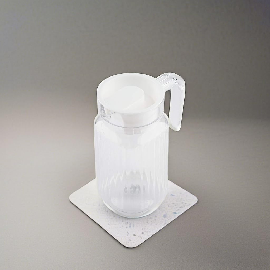 Tbest Acrylic Pitcher with Lid,Transparent Juice Jug Water Pitcher for Iced Tea,500ml Acrylic Transparent Bottle Striped Water Ice Cold Jug with Lid for Bar Home (500ML)