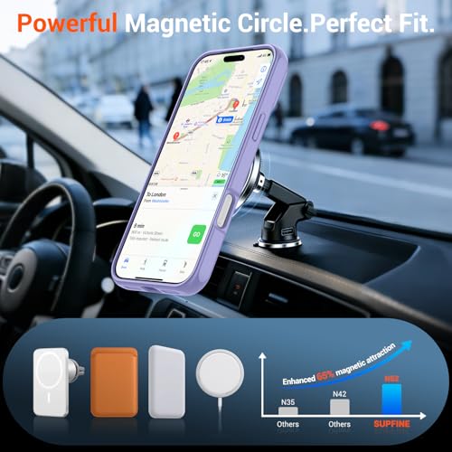 Image of SUPFINE Magnetic for iPhone 17 Pro Max Case Translucent Matte Phone Cover | (Built-in Invisible Kickstand)(Compatible with MagSafe)(Military Grade Drop Protection) Lavender Purple