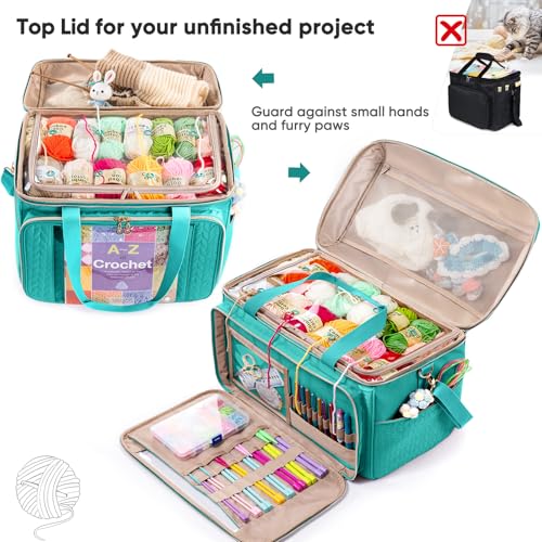 Image of MYBAGZING Large Yarn Storage Bag,Crochet Bag Organizer,Yarn Bags for Crocheting,Crochet Storage Bag with Pockets for Crochet Hooks, Crochet Accessories,Knitting Bags,Gifts for Crocheters