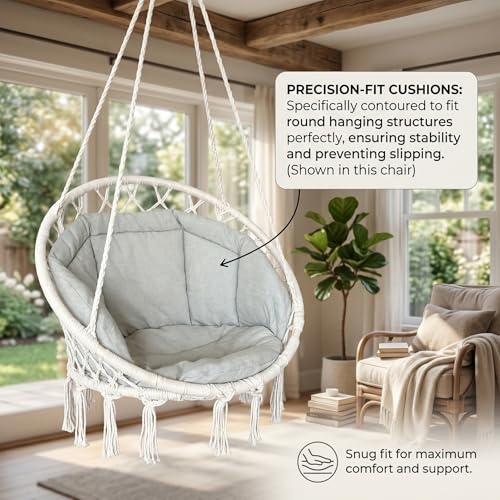 Cojín para silla tipo huevo cómodo de lino gris claro para sillas de interior 5