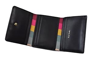 新品 箱付 ポールスミス スワールトリム インサイドカラフル 三つ折り財布 黒 Amazon | [ポールスミス] ミニ財布 三つ折り がま口 財布