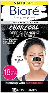 Bioré Charcoal, Deep Cleansing 18 Nose Strips for Blackhead Removal on Oily Skin