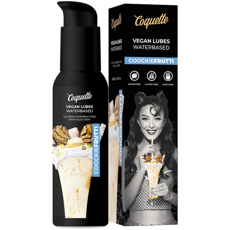 Lubricante Vegano Base Agua con Sabor 100ML, Aloe Vera, Sin Parabenos, Sabores Dulces Intensos, Compatible con Preservativos, No Pegajoso Lubricante para Parejas Piel Suave (Cokie Frutti)