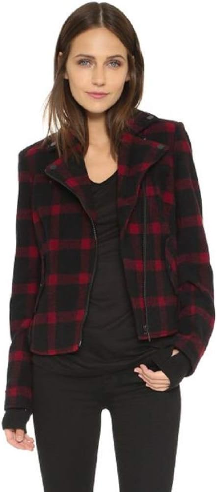 Eleven Paris Prodigy Plaid Motorcyle Jackey-Size 34 Black-red
