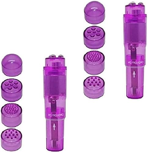 Miniatura 5 de Finever Mini bolígrafo masajeador de mano con 4 cabezales para cara, cuello, cabeza, espalda (paquete de 2 rosas)