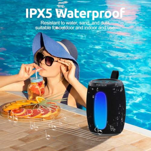 Image of Portable Bluetooth Speaker, School Supplies: Powerful Stereo Sound, 36H Playtime /IPX5 Waterproof /8 Light Modes /Wireless BT5.3 /TWS Pairing, for Outdoor /Beach /Camping /Travel /Party /Home, Birthday Gifts