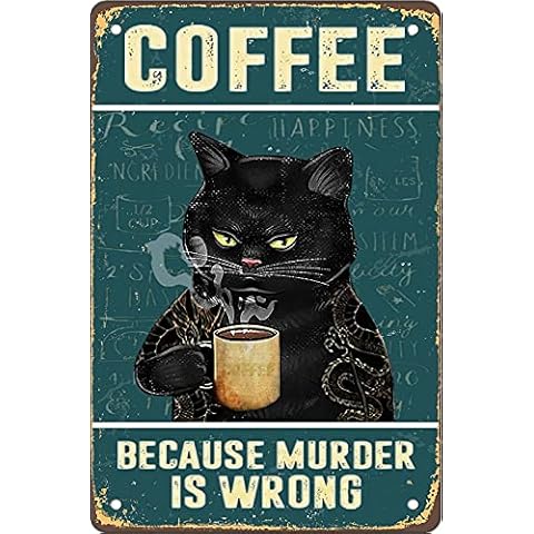 Retro Cat Coffee Metal Sign Cover