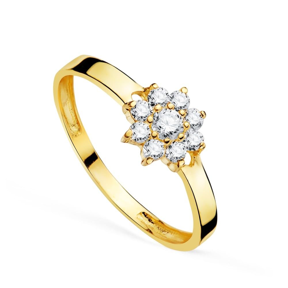 Sortija en Oro de 18k con circonitas de 7mm ideal para regalar 2