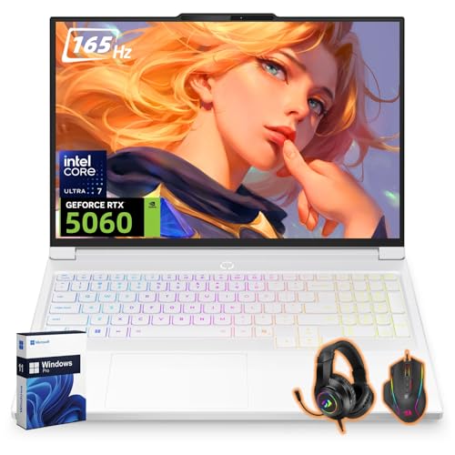 Image of Lenovo Legion 7i Gaming Laptop, NVIDIA RTX 5060, 16 inch 2.5K QHD+ 165Hz 1ms OLED, Intel Core Ultra 7 255HX, 64 GB DDR5 5600MT /s, 1 TB SSD, RGB Keyboard, WiFi 7, Windows 11 Pro, Glacier White