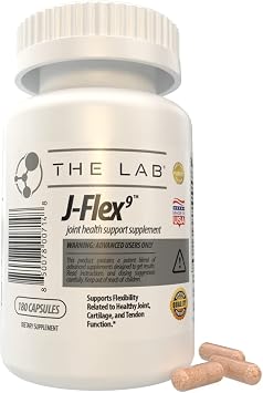 J-FLEX9 Advanced Joint Health Supplement + Cartilage Support & Tendon Function | Ingredients include Chondroitin, Glucosamine, MSM, Curcumin, Boswellia Serrata, Collagen. Made in USA