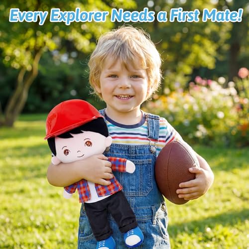 Image of OUOZZZ Soft Plush Baby Boy Doll 12.6 Inch, Red Hat Snuggle Buddy | Perfect Birthday Toy & Gift for 1 Year Old Boys, Cuddly Companion Suitable for Infants & Toddlers