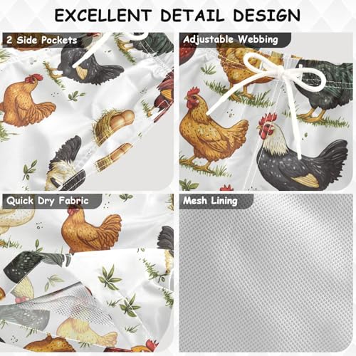 Pigsaly Boys' Swim Board Shorts Domestic Chicken Grass Boy's Swim Trunks Kids Swimwear 3T Multicolor3