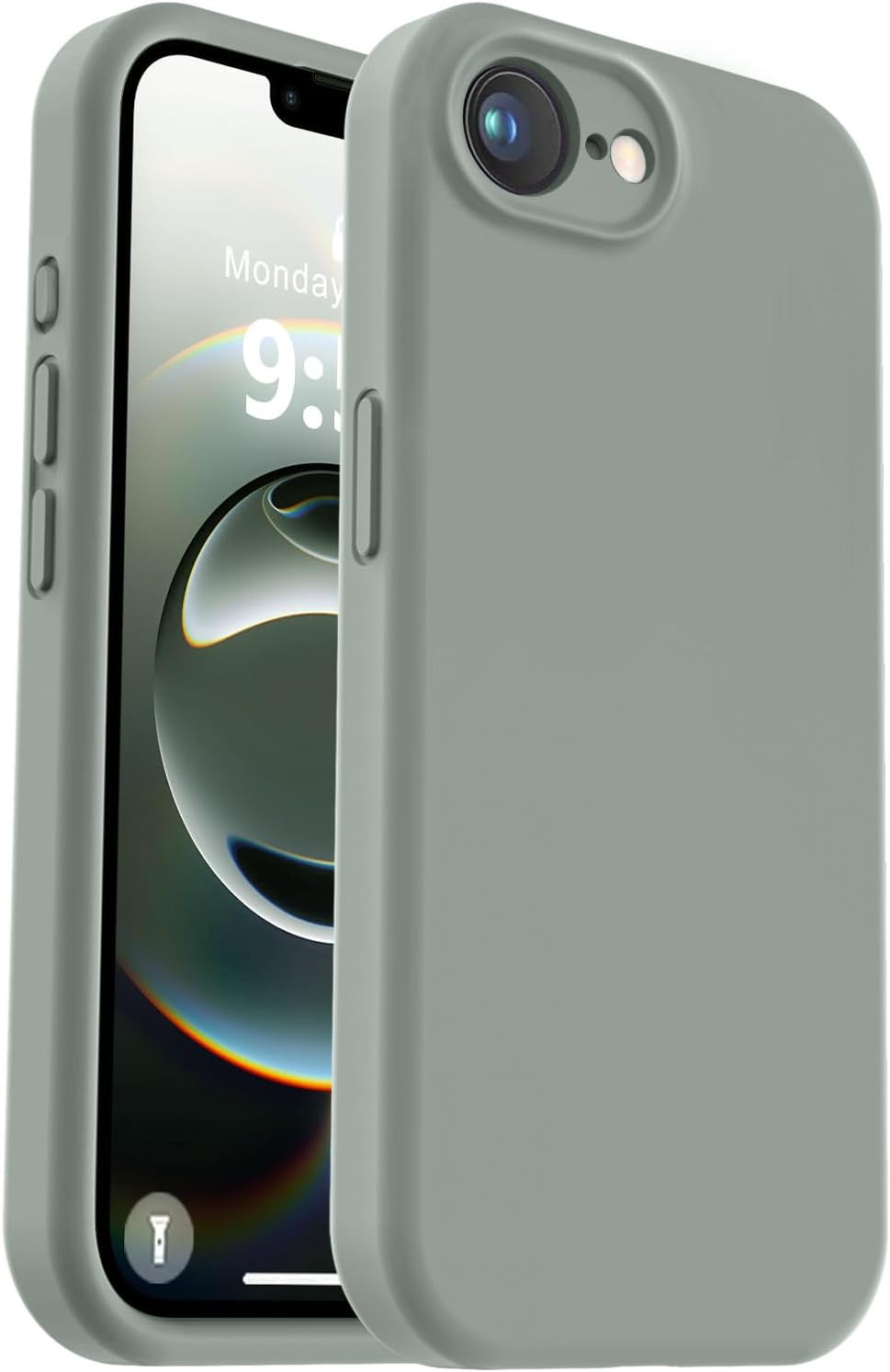 Vooii Compatible with iPhone 16e Case, Liquid Silicone Upgrade [Camera Protection] [Soft Anti-Scratch Microfiber Lining] Shockproof Phone Case for iPhone 16e 6.1 inch - Calke Green iPhone 16e Calke Green