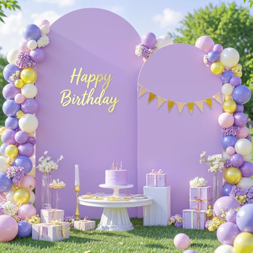 Image of Lavender Arch Backdrop Cover Set of 2-7.2 and 6ft Lilac Light Purple Arch Covers Stretchy Backdrop Spandex Baby Shower Arch Stand Covers for Girls Birthday Party Wedding Bridal Shower Photo Background