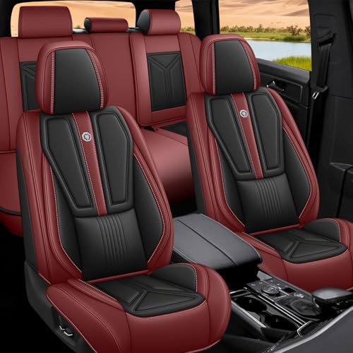 Image of Custom Car Seat Covers for Chevy Blazer 2019-2026,Easy install,Black Red | nappa leather seat protector,full coverage seat covers,all weather seat cover,waterproof,anti-slip,easy clean,5 seat Standard