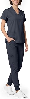Scrubs for Women Set, Notched V-neck Top & Jogger Pants | Scrub Set with Soft Stretch Fabric, 8 Pockets, Breathable Comfort, and Secure Fit for 12+ Hour Nursing Shifts