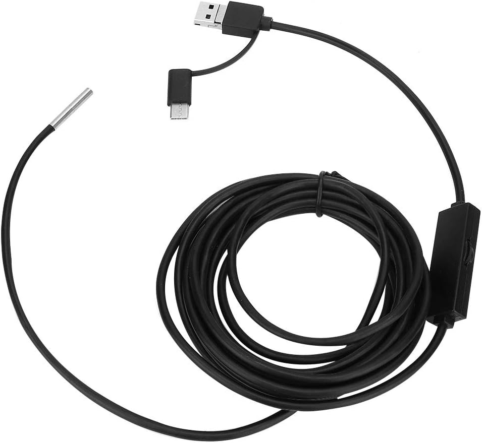 Raguso USB Endoscope 3 in 1 Borescope USB/Type-C Inspection Snake Camera with 6 LED Lights 3.9mm Lens for Laptop (5 Meter Cork)