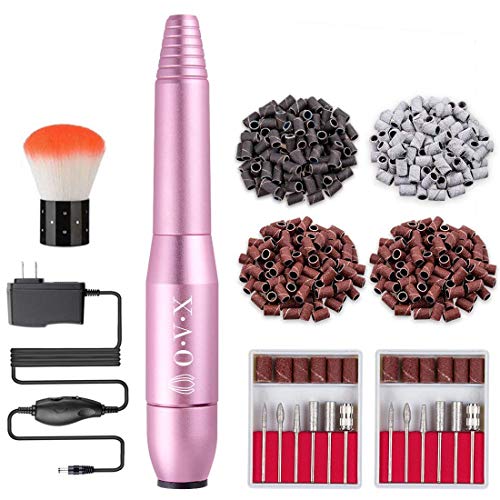 Portable Electric Nail Drill File Machine with Acrylic Nail Kit Set Manicure Pedicure Polishing Shape Tools with 300PCS Nail Sanding Bands Bits Brush for Home Salon Use