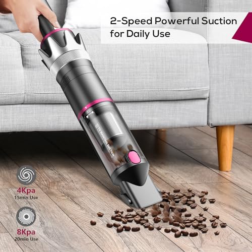 BSRCO Handheld Vacuum Cordless, 8K Pa Powerful Portable Vacuum for Car, Rechargeable 4-in-1 Mini Cleaner with 2-Speed for Home, Office and Pet Hair - Image 3