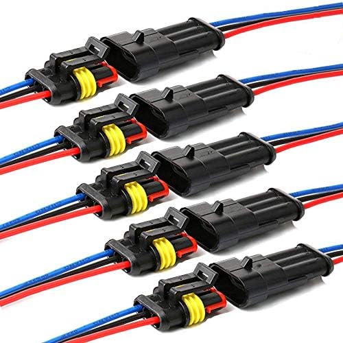 YETOR Way Car Waterproof Electrical Connector,16 AWG 3 pin Plug Auto Electrical Wire Connectors Marine for Car, Truck, Boat, and Other Wire Connections.(5 Pack)¡­