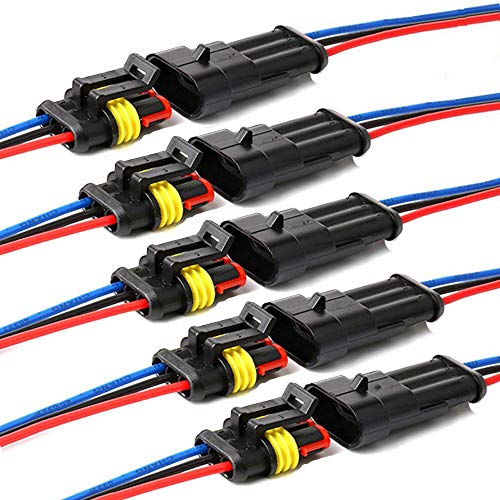 YETOR Way Car Waterproof Electrical Connector,16 AWG 3 pin Plug Auto Electrical Wire Connectors Marine for Car, Truck, Boat, and Other Wire Connections.(5 Pack)Â¡Â­