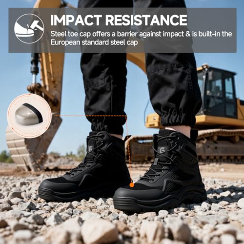 Steel Toe Boots for Men Work Boots for Men Breathable High Top Work Shoes Lightweight Indestructible Safety Shoes Industry Construction Safety Footwear - Image 3