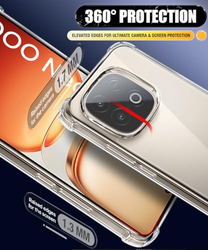 Image of WOW IMAGINE Ultra-Hybrid Crystal Clear Back Case for iQOO Neo 10 5G | Shockproof Design | Camera Protection Bump | Hard Mobile Back Cover with Cushioned Edges - Transparent