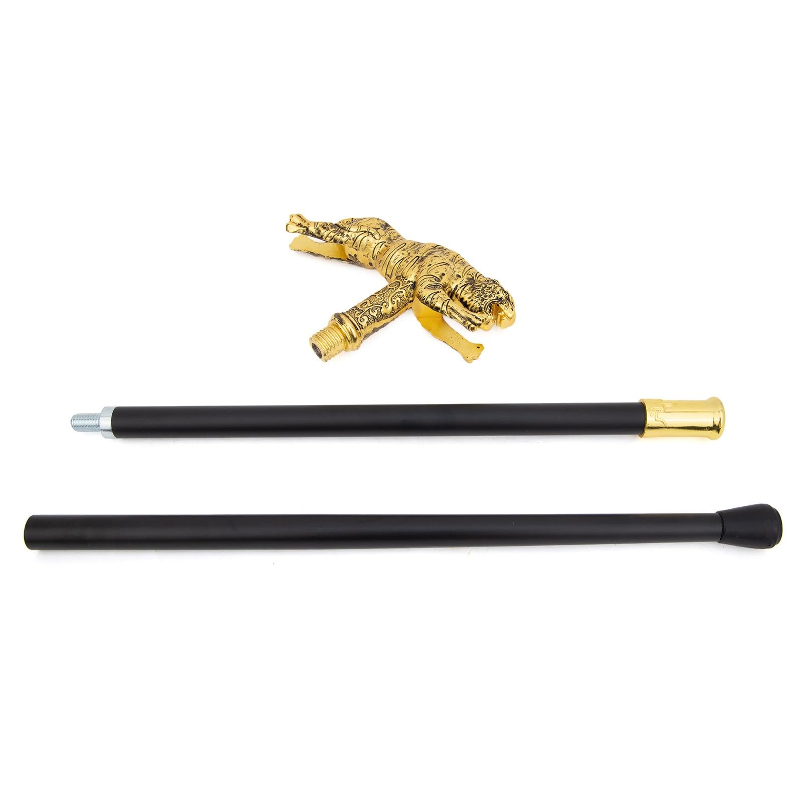 Design Tigre Metallo Oro Bastone da Passeggio – Stile Britannico, Elegante & Lussuoso per Escursionismo, Cosplay, Uso Quotidiano & Regalo