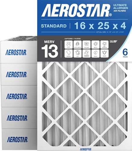 Aerostar 16x25x4 MERV 13 Pleated HVAC Furnace Filters