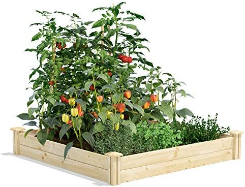 Greenes Fence Original Pine Raised Garden Bed, 4' x 4' x 7" - Made in USA with American Pine