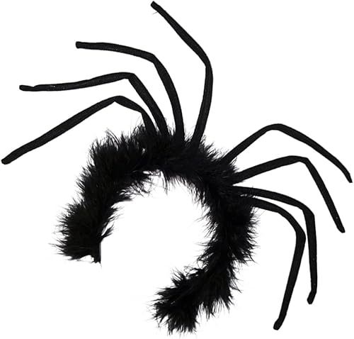 NOLITOY Diadema de araña loca para fiesta de Halloween, diadema de araña de felpa, accesorios de Halloween, bandas de pelo negras, decoración de