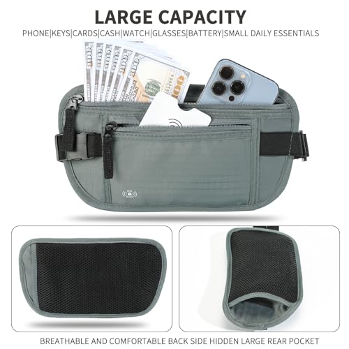 Image of Money Belt for Travel, RFID Blocking, Hidden Money Belt, Passport Holder for Travel (Dark Green)